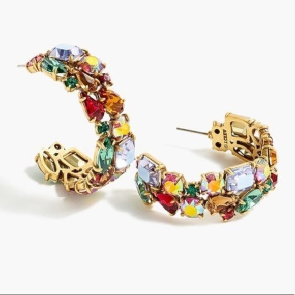 J.Crew Crystal Cluster Irene Hoop Earrings - Picture 3 of 7